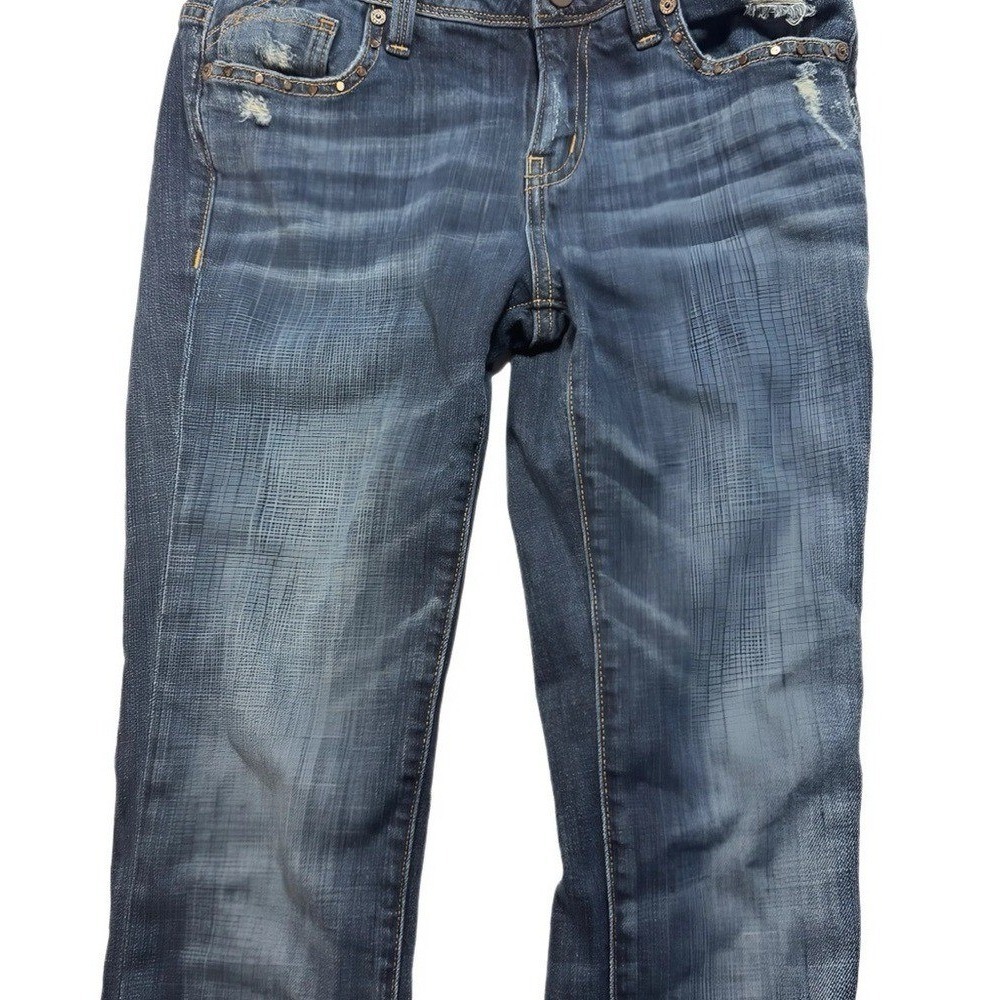 Buckle Black Candiani Denim Jeans Blue Straight Distressed Studded 30x28